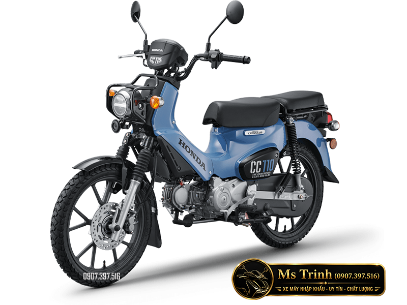 Honda Cross Cub 110 2026 màu kem nhìn góc trước với phanh đĩa ABS một kênh